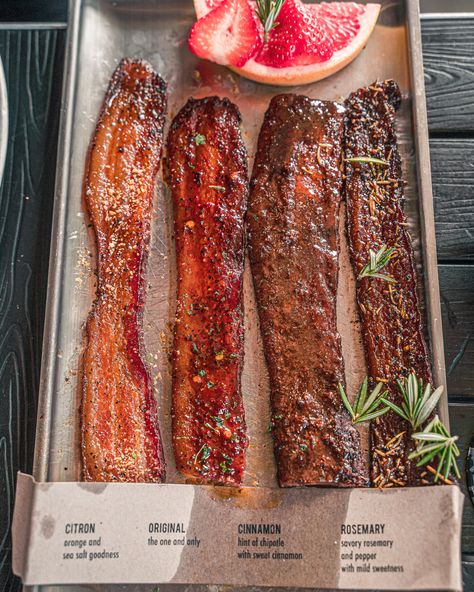 Bacon Flight: 4 different flavors | @bayarea.foodies #food #meal #foods #healthyfood #keto Millionaire Bacon Recipe, Millionaire Bacon, Hangover Breakfast, Bacon Party, Bacon Recipe, Vegan Bacon, Candied Bacon, Flavored Bacon, Christmas Brunch