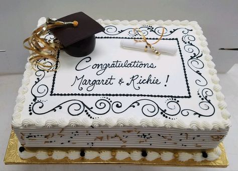 Elegant graduation cake with chocolate grad cap and fondant diploma, with some scroll work around top of cake Graduation Sheet Cakes, Graduation Cake Designs, College Grad Party, Cake Designs For Girl, Graduation Party Cake, Cake Design Inspiration, Cake Decorating For Beginners, Graduation Party Planning, College Graduation Parties