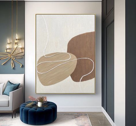 3d Texture Painting, Beige Painting, White Abstract Painting, Abstract Painting Canvas, Painting 3d, Brown Painting, Picture Frame Decor, Art Brown, Stretched Painting