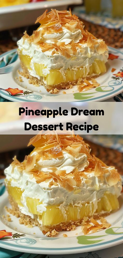 Creamy Pineapple Dream Dessert – quick, easy, and bursting with flavor! Pineapple Desert, Pineapple Dessert Easy, Ginger Nut Biscuits, Dessert Quick, Refrigerated Desserts, Pineapple Dream, Pineapple Dream Dessert, Dream Dessert, Pineapple Desserts