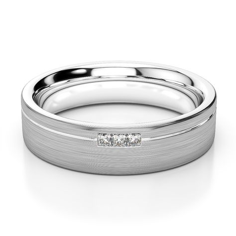 Gold / Platinum Diamond Mens Band AGDR-1315 Silver Ring With Diamond For Men, Male Wedding Rings Silver, Male Wedding Bands With Diamonds, Platinum Rings For Men, Latest Gold Ring Designs, White Gold Diamond Wedding Rings, Male Wedding, Mens Ring Designs, Elegant Wedding Rings