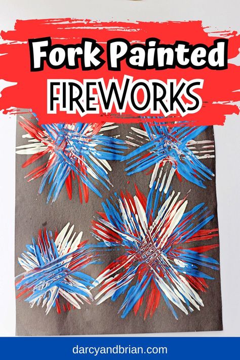 Create an easy and fun firework painting with your kids this Fourth of July. Using simple materials like forks and paint, this fireworks art project is perfect for toddlers, preschoolers, and young children. This process art activity encourages creativity and helps build fine motor skills. Get all the details for this DIY patriotic craft and make your 4th of July celebrations more festive with this arts and crafts idea. Painted Fireworks, Firework Craft, Fork Painting, Eagle Craft, American Flag Crafts, Firework Painting, Fireworks Craft, Fireworks Art, Patriotic Art