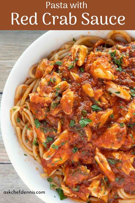 Pasta with Red Crab Sauce is one of my guilty pleasures. This deliciously decadent seafood sauce is easy to make and is guaranteed to impress the seafood lover at your dinner table. Crab Sauce For Pasta, Creamy Crab Sauce, Crab Meat Pasta, Crab Sauce Recipe, Crab Pasta Recipes, Crab Spaghetti, Crab Sauce, Red Clam Sauce, Pasta Calories