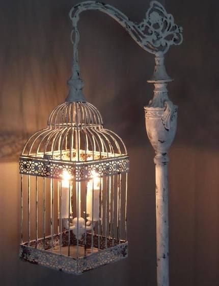 birdcage lamp Bird Cage Light, Birdcage Light, Nook Inspiration, Birdcage Lamp, Floor Lamp Vintage, Birdcage Chandelier, Shabby Chic Chandelier, Office Decore, Chic Chandelier