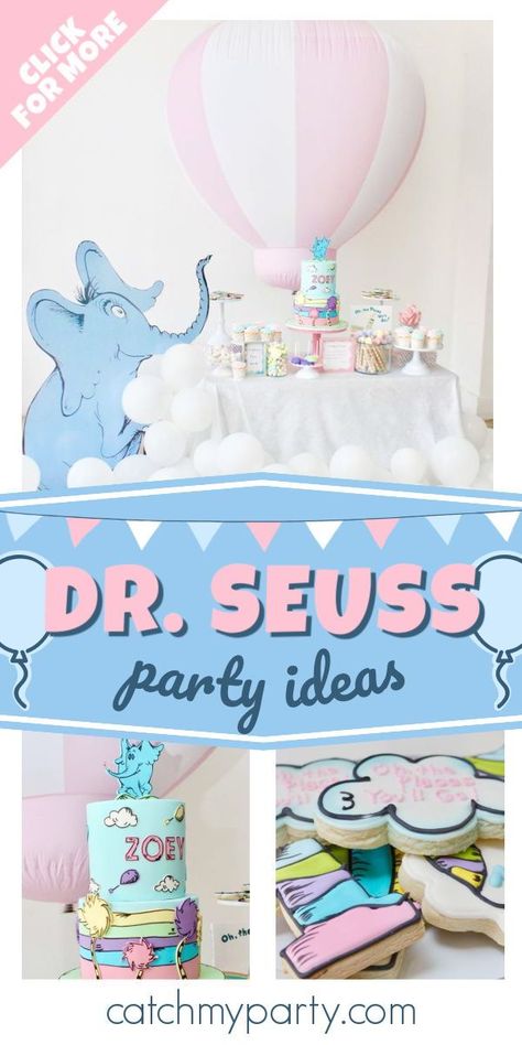 Take a look at this fun Dr.Seuss-themed birthday party! The cookies are gorgeous! See more party ideas and share yours at CatchMyParty.com #partyideas #catchmyparty #DrSeuss #drseussparty Dr Suess Birthday Party Ideas 1st, Oh The Places You’ll Go 1st Birthday Party, Dr Seuss Party Favors, Dr Suess Baby Shower Ideas, Dr Seuss First Birthday Party, Dr Seuss Baby Shower Ideas, Dr Seuss Birthday Party Ideas, Doctor Suess Birthday, Dr Seuss Party Ideas