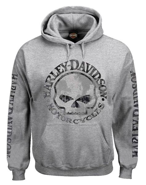 Men's Hooded Sweatshirt, Willie G Skull, Gray Hoodie 30296654 Willie G Skull, Harley Gear, Harley Davidson Merchandise, Harley Davidson Clothing, Bike Pics, Davidson Bike, Cheap Sweatshirts, Skull Logo, Skull Hoodie