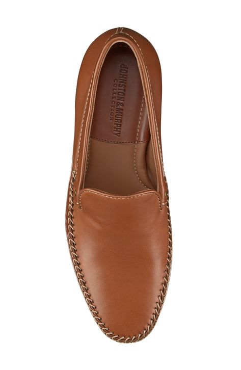 JOHNSTON & MURPHY COLLECTION Baldwin Whipstitch Venetian Loafer in Cognac Sheepskin at Nordstrom, Size 9.5 #fashion #sneakerstrends #summershoes #springshoes #iconic #aesthetic #fashionista #trainers #casual #mens. https://whispers-in-the-wind.com/category/mens/? Moccasin Shoes Mens, Loafer Shoes For Men Casual, Best Loafers, Mens Loafers Shoes, Mens Leather Loafers, Gentleman Shoes, Leather Loafer Shoes, Brown Leather Loafers, Moccasins Mens