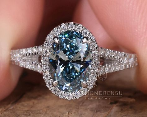 Blue Diamond Engagement Ring, 1.32 Carat Bridal Ring, Halo Engagement Ring, 14K White Gold Pave Certified Handmade - Etsy Blue Diamond Wedding Ring, Oval Sapphire Engagement Ring, Ring Upgrade, Round Cut Diamond Ring, Blue Diamond Engagement Ring, Bridesmaid Dressing Gowns, Blue Diamond Ring, Platinum Diamond Engagement Rings, Blue Diamonds