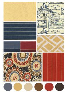 whole house color palette using grey navy gold and red - Google Search Colour Pallettes, Hall Colour, Color Board, Colors And Patterns, Style Cottage, Room Color, Studio Design, Colour Board, Navy Gold