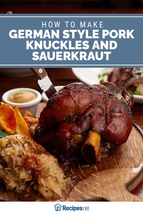 490 mins · Serves 4 · If you are into pork dish, this German style pork knuckles recipe is something you can add up to your cooking list that comes with Sauerkraut, which adds up a flavor to the meat. #Recipes #Food #Crave #Tasty #Yummy #Delicious #FoodTrip #FoodLover #Recipes.net #foodporn #Cook #Cooking #Foodie #foodblog #homemade #German #pork #meat #germanstylerecipe #savory Pork Knuckle Recipe, German Pork Knuckle, German Dinner, Sauerkraut Recipe, Pork Knuckle, Sauerkraut Recipes, German Style, Pork Meat, Dinner Night