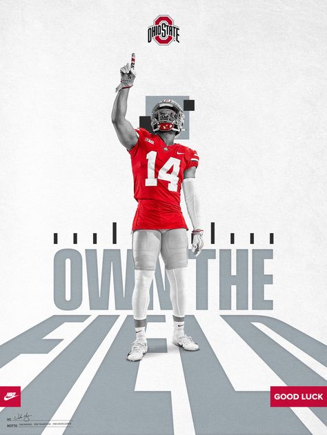 Stitch 626, Sports Advertising, Sports Design Inspiration, Sport Poster Design, Ohio State Football, Sports Graphics, Sports Graphic Design, Football Poster, Arte Inspo