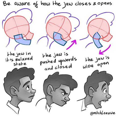 Mitch Leeuwe on Instagram: “Drawing expressions from the side view of the head. Working on a new ebook and video tutorial about drawing expressions. See link in my…” Mitch Leeuwe, Comic Tutorial, 얼굴 드로잉, Instagram Drawing, Sketches Tutorial, Drawing Expressions, Figure Drawing Reference, Anatomy Art, Art Tutorials Drawing