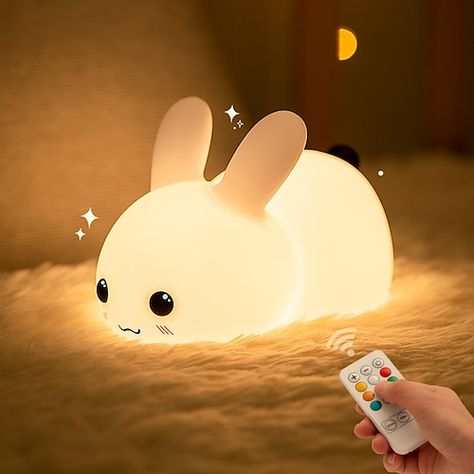 Accessories Included:Remote Control,English Manual,USB Cable; Quantity:1pc; Light Color:RGBWarm; Voltage (V):75; Dimension:14.79.89; Control Mode:Touch,Remote Control; Batteries Included:Yes; Listing Date:05/20/2022; Production mode:External procurement Bunny Lamp, Bedroom Toys, Camping Party, Night Light Lamp, Fan Lamp, Palau, Wall Fans, Night Lamps, Bedside Lamp