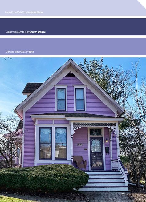 Lavender Exterior House Color, Purple Houses Exterior, Lilac House Exterior, Lavender House Exterior, Purple House Exterior, Front Door Shutters, Spiritual House, Imessage Texts, Hobbit Holes