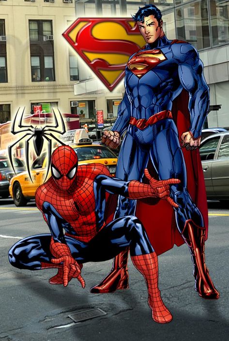 Spiderman Vs Superman, Superman Characters, Marvel And Dc Crossover, Spiderman Wallpaper, Superman Gifts, Superman And Spiderman, Superman X, Superman Comic, Jim Lee