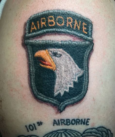 Airborne Tattoos, Ink Poisoning, Army Tattoos, 101st Airborne, Military Tattoos, Wing Tattoo, Army Rangers, Tactical Patches, Military Patch