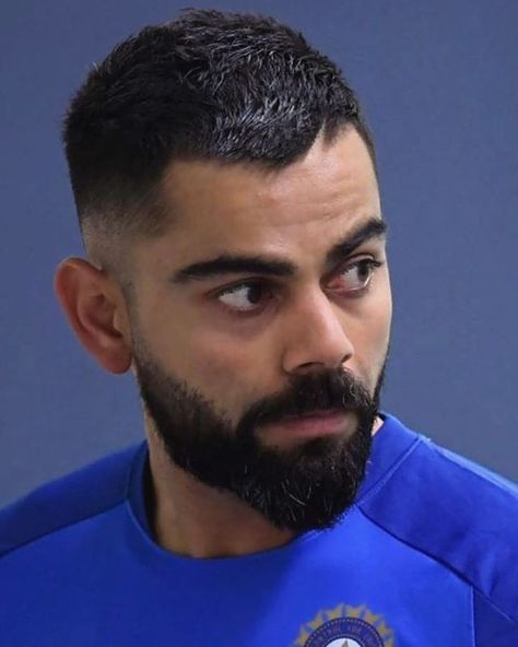 Image may contain: one or more people, beard and closeup Virat Kohli Short Hairstyle, Virat Kholi Hair Styles, Virat Hairstyle, Virat Kohli Beard Styles, Virat Kohli Haircut, Kohli Hairstyle, Virat Kohli Beard, Army Haircut, Virat Kohli Hairstyle