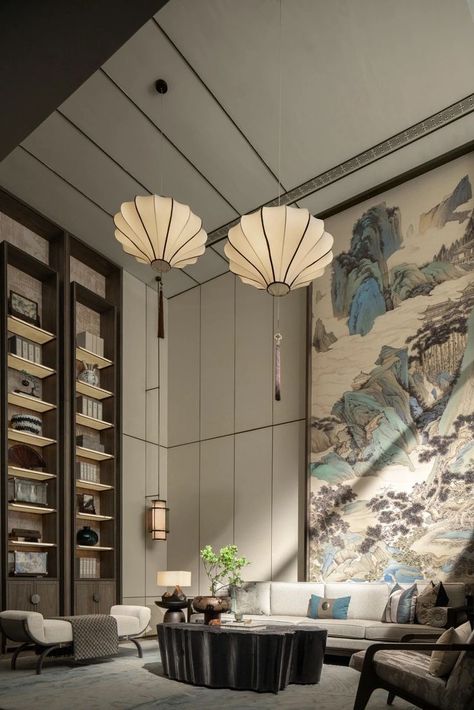 Living Room Wall Designs Modern, Chinese Decor Asian Interior, Modern Asian House, Modern Chinese Interior, Chinese Interior Design, Chinese Style Interior, Luxury Ideas, Luxury Bohemian, Asian Interior Design