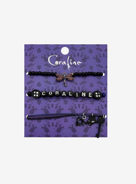 Coraline Dragonfly Icons Bracelet Set | Hot Topic Coraline Hot Topic, Hot Topic Bracelets, Coraline Bracelet, Coraline Dragonfly, Coraline Stuff, Coraline Aesthetic, Corgi Art, Cat Key, Other World