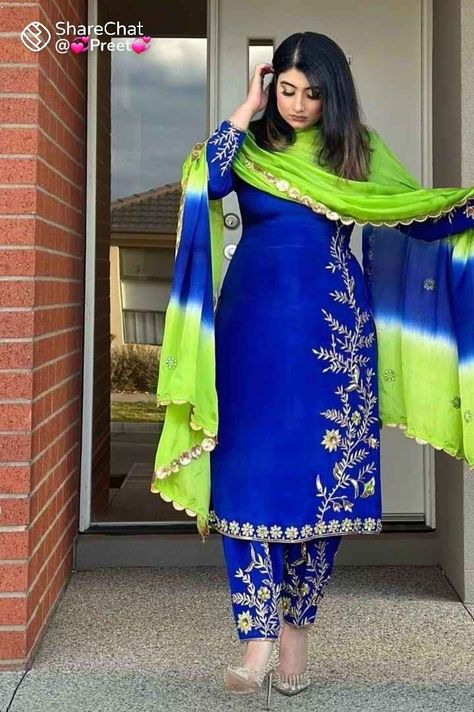 Embroidery Bail, Hand Embroidery Suits Punjabi, Boutique Suits Embroidery, Kadai Suit Design, Embroidery Suits Design Latest, Jaggo Outfit Punjabi Suit, Jaggo Outfit, Suites Designs, Punjabi Fashion Suits Boutiques