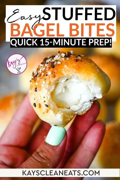 Stuffed Bagel Bites Recipe, Stuffed Bagel Bites, Stuffed Bagels, Bagel Bites Recipe, Healthy Bagel, 2 Ingredient Dough, Cheap Meal Plans, Salmon Bagel, Healthy Snacks To Make