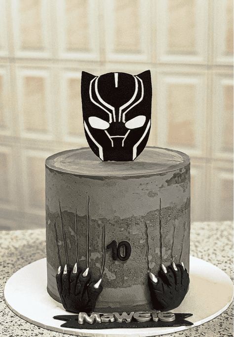 Wakanda Birthday Cake Ideas Images (Pictures) Black Panther Cake Ideas, Wakanda Forever Cake, Wakanda Cake, Black Panther Party Ideas, Black Panther Birthday Cake, Black Panther Cake, Panthers Cake, Black Panther Birthday, Birthday Cake Kids Boys