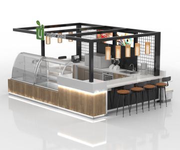 Best Price Coffee Kiosk Commercial Display Furniture Cafe Counter Kiosk Cafe Design Ideas, Cafe Counter Display, Coffee Kiosk Design Ideas, Coffee Kiosk, Simple Kiosk Design, Information Kiosk Design, Coffee Kiosk Design Mall, Wooden Cafe, Rooftop Restaurant Design