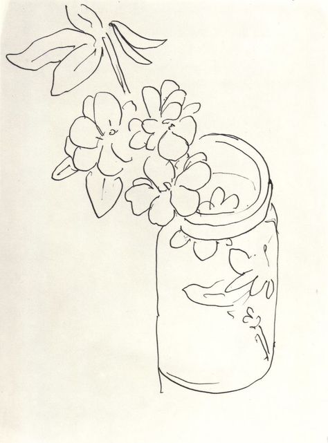 Henri Matisse (1869-1954), "Fleurs Dans un Pot en Verre" Henri Matisse, A Drawing, Drawings, Flowers