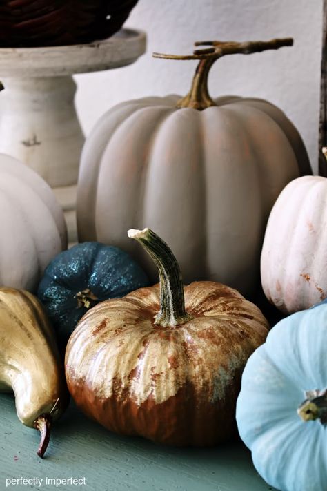 chalk paint pumpkins Pumpkins And Gourds, Labu Halloween, Halloween Pumpkins Painted, Fabulous Fall, Fall Decor Diy, Fall Holidays, Fete Halloween, Painted Pumpkins, Annie Sloan