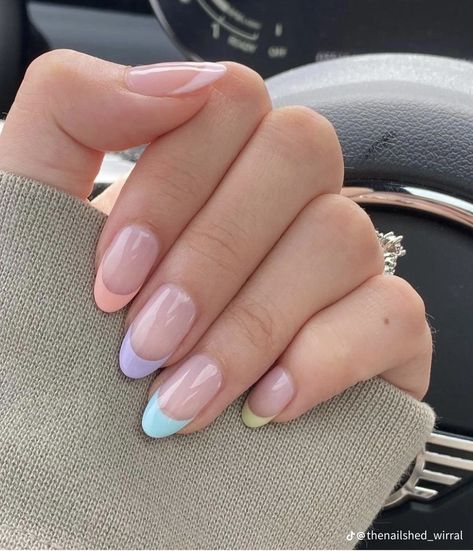 Gelx Inspo Nails, Spring Wedding Nails, Cabo Nails, Pastel French Tips, Nails For Wedding, Fab Nails, Ongles Nails, 13 Birthday, Cute Spring Nails