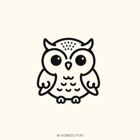 Easy Cute Owl Drawing Goth Glue, Bird Drawing Ideas, Easy Bird Drawing, Cute Owl Drawing, Owl Doodle, Simple Owl, Sweet Expression, Owl Drawing, Easy Bird