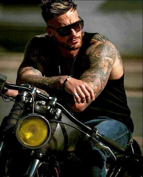 Harley Men, Tattooed Man, Hot Biker Guys, Biker Photoshoot, Motorcycle Men, Biker Boys, Tattooed Men, Biker Men, Inked Men