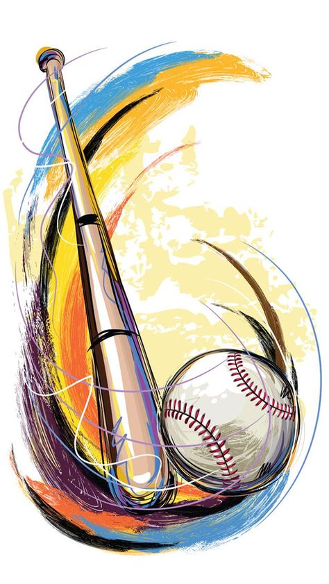 Baseball Drawings, Baseball Painting, Bat And Ball, Baseball Wallpaper, Baseball Wall Art, Sports Painting, Baseball Wall, Mets Baseball, Iptv Subscription