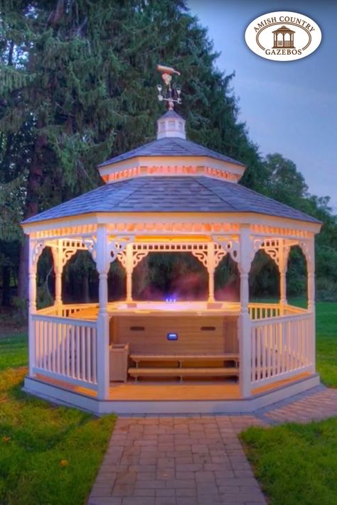 Gazebo Pavilion, Hardscape Patio, Round Gazebo, Gazebo Backyard, Backyard Hangout, Large Gazebo, Baby Ball Pit, Hot Tub Gazebo, Outside Pool