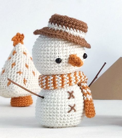 Snowman Adam Free Crochet Amigurumi Pattern - Amigurumi Snowman Crochet Ornament, Christmas Crochet Patterns Free Amigurumi Snowman, Crochet Pattern For Snowman, Christmas Arigumi Crochet, Crochet Snow Man, Snowman Free Crochet Pattern, Winter Amigurumi Free Pattern, Free Crochet Snowman Pattern, Free Snowman Crochet Patterns