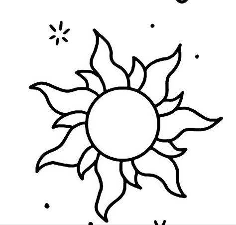 Sun Minimalist Tattoo, Sol Rapunzel, Rapunzel Drawing, Sun Minimalist, Tangled Sun, Tangled Flower, Easy Butterfly, Sun Drawing, Drawing Prompts