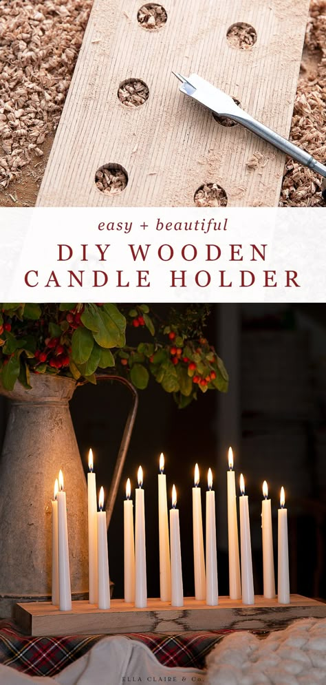 Diy Wooden Candle Holders, Wooden Candlesticks Diy, Diy Taper Candle Holders, Diy Wood Candles, Wood Candle Holders Diy, Diy Candle Stick Holder, Diy Wooden Candle, Diy Candle Sticks, Entertaining Tablescapes