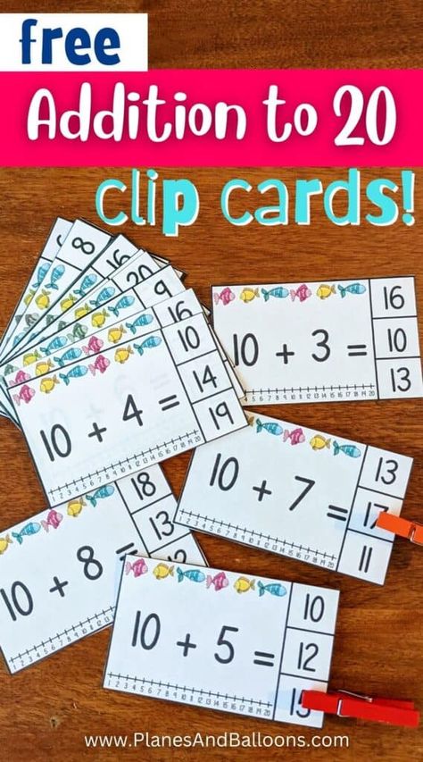 Addition Template Kindergarten, Addition Small Group Activities, Addition Crafts For First Grade, Addition Activities Grade 1, Addition Clip Cards, Addition Math Games First Grade, First Grade Addition Activities, Adding Activities Kindergarten, Teacch Tasks Free Printables