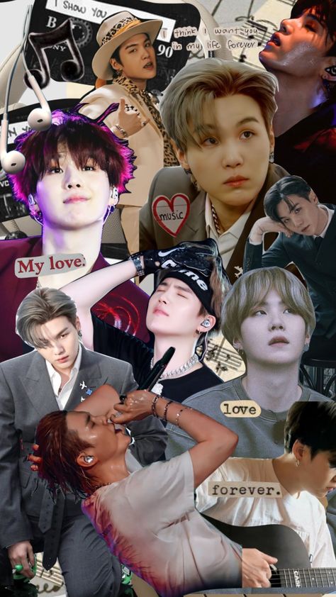 Bts Wallpaper Collage, Suga Collage, Suga Collage Wallpaper, Yoongi Collage Wallpaper, Bts Collage Wallpaper, Yoongi Collage, Bts Collage, Min Yoongi Wallpaper, Happy Show