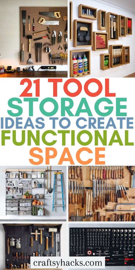 Tool Storage Ideas, Tool Wall Storage, Garage Storage Inspiration, Storage Shed Organization, Garage Workshop Organization, Garage Tool Organization, Shed Organization, Garage Organization Diy, Garage Tool Storage