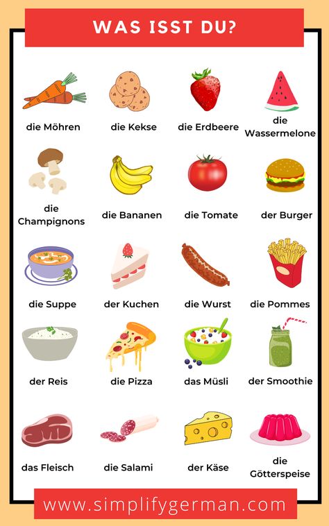 german food images Food In German Language, Days Of The Week In German, German Words Aesthetic, German Language Learning Worksheets, German Vocabulary List A1-b2, German Language Learning For Beginners, Learn German Beginner, German Language Aesthetic, German Practice