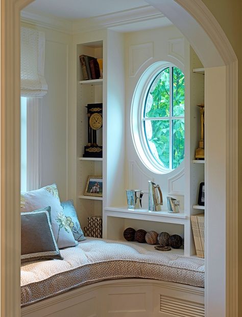 Corner Window Seat, Boston Design, Corner Window, Cozy Reading Nook, Cozy Reading, Cozy Nook, Book Nooks, Cozy Space, Window Seat