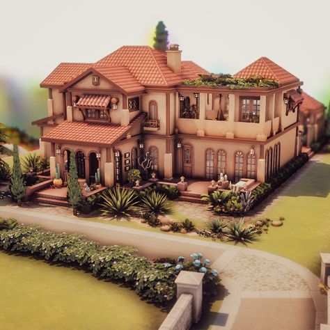 Oasis Springs Sims 4 House, Sims 4 Tartosa Lot, Sims Oasis Springs House, Sims 4 Oasis Springs Build, Tartosa Homes Sims 4, Sims 4 Tartosa House, Sims 4 Spanish Style House, Sims 4 Desert House, Sims 4 Oasis Springs House