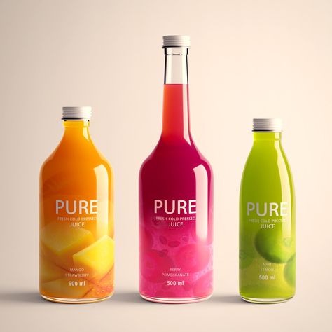 Pure on Packaging of the World - Creative Package Design Gallery Organic Lemonade, Water Bottle Label Design, Juice Branding, Drinks Packaging Design, Juice Packaging, Bottle Design Packaging, Bottle Label Design, Fruity Drinks, Mexican Street