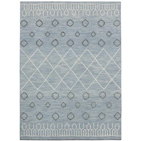 Union Rustic Ahnna Geometric Handmade Looped/Hooked Wool Area Rug in Blue | Wayfair Hand Hooked Wool Rug, Trendy Farmhouse, Blue And White Rug, Scandinavian Area Rugs, Hooked Wool, Rug Direct, Handmade Area Rugs, Nebraska Furniture Mart, White Area Rug