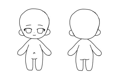 Small Chibi Base, Chibi Doll Drawing, Chibi Doll Base, Doll Base Drawing, Chibi Person, Pngtuber Base, Chibi Body Base, Chibi Template, Chibi Doll