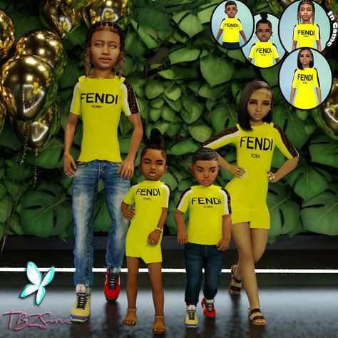 Sims 4 Cc Fendi Clothes, Sims 4 Cc Child Clothes Girl Urban, Sims 4 Cc Black Child Clothes, Sims 4 Toddler Clothes Urban, Urban Child Cc Sims 4, Fendi Clothes, Sims 4 Couple Poses, Lotes The Sims 4, Sims 4 Toddler Clothes