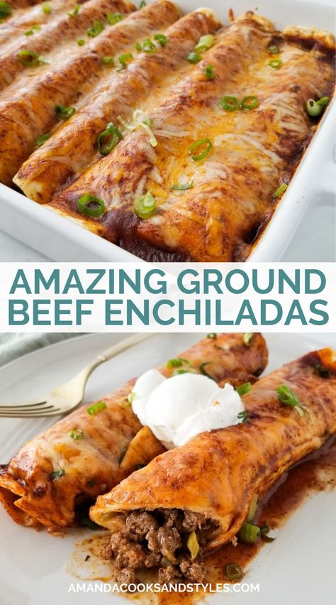 Ground Beef Enchilada Recipe, Easy Beef Enchiladas, Mexican Enchiladas, Beef Enchilada Recipe, Ground Beef Enchiladas, Beef Enchilada, Easy Enchiladas, Enchilada Recipe, Homemade Enchiladas