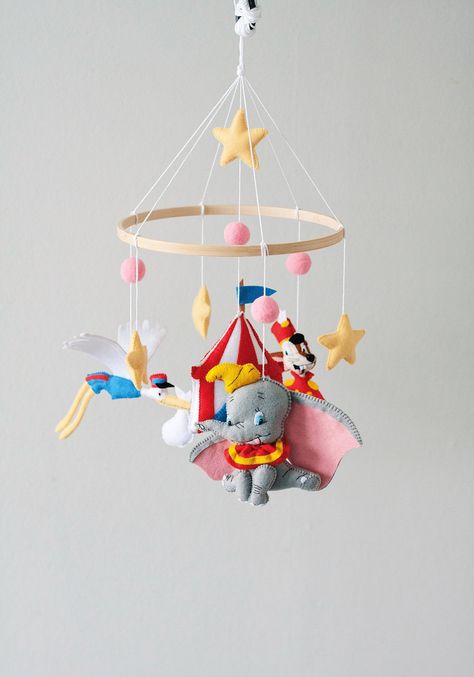 Circus Baby Room, Tent Baby Shower, Dumbo Nursery, Circus Nursery, Disney Themed Rooms, Baby Dumbo, Baby Mobiles, Disney Nursery, Nursery Room Design