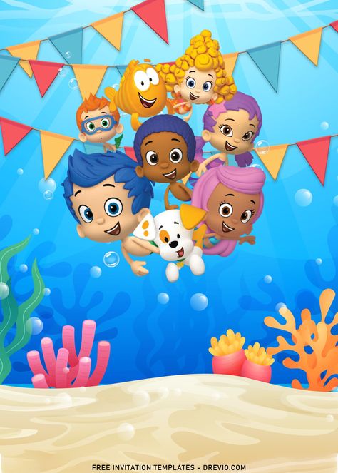 Bubble Guppies Invitations Template, Bubble Guppies Wallpaper, Bubble Guppies Birthday Party Ideas, Bubble Guppies Invitations, Create Invitation Card, Bubble Guppies Birthday Party, Under The Sea Birthday Party, Bubble Guppies Party, Bubble Guppies Birthday